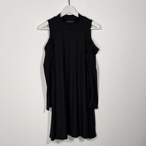 Derek Heart Elegant Black Cold Shoulder Dress